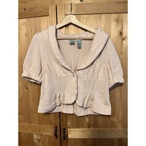 Anthropologie HWR Cropped Light Pink Cardigan Size L